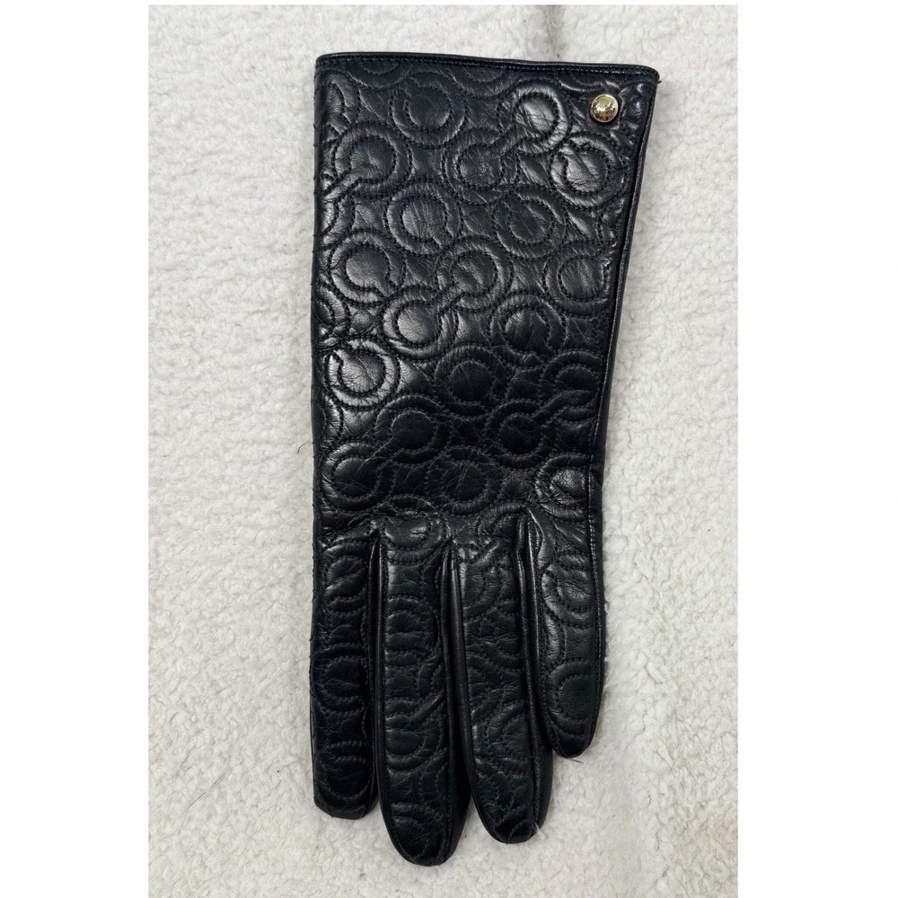 Replacement Coach Black Leather Signature C Quilted Glove Size 7 LEFT ONLY